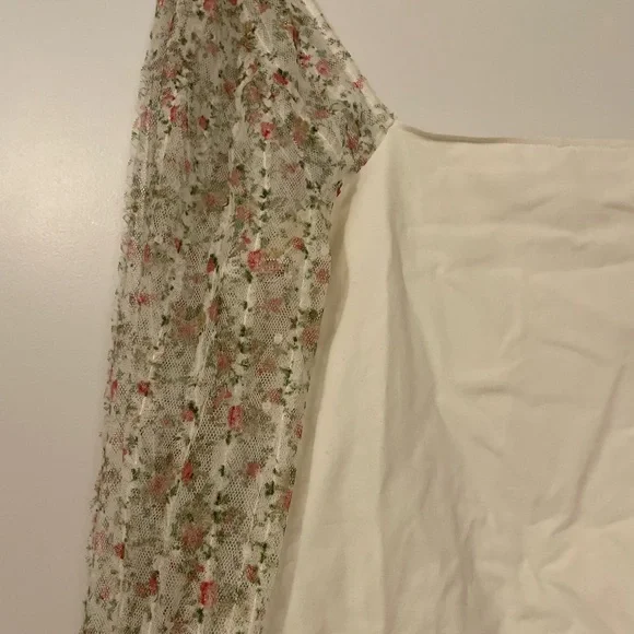 NWT Free People Intimately Gimme Butterflies Cream Floral Sheer Sleeve Blouse - Picture 10 of 10